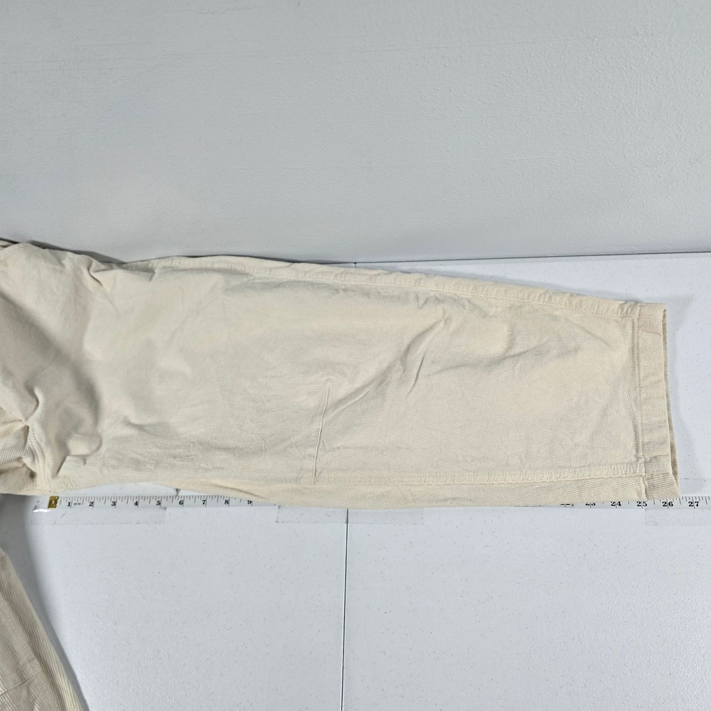 American Eagle‎ Women Cream Corduroy Barrel Leg Paperbag Waist Pants Size 12 Reg - Picture 4 of 10